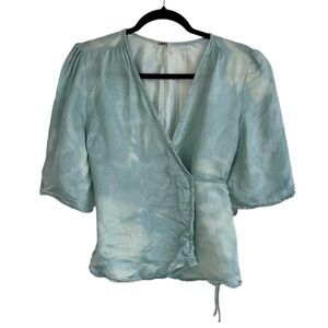 Chan Luu Silk Blend Tie Dye Wrap Top